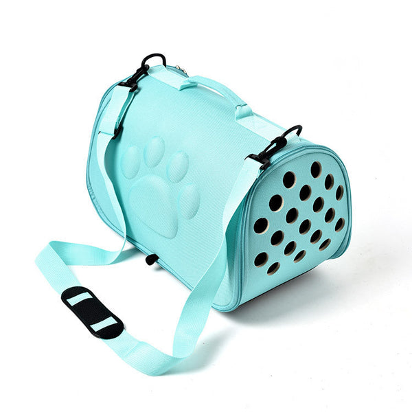 Blue Stylish Eva Pet Carrier Bag Lightweight Portable & Breathable Travel Crate For Small Dogs Cats Pet Transport