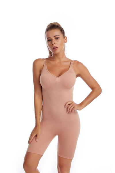 Size M Skin Color Seamless Full Body Shaper For Women Tummy Control Butt Lifter & Thigh Slimmer Bodysuit Shapewear