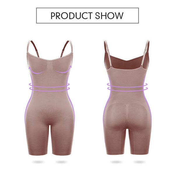 Size M Skin Color Seamless Full Body Shaper For Women Tummy Control Butt Lifter & Thigh Slimmer Bodysuit Shapewear
