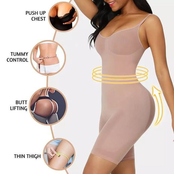 Size L Skin Color Seamless Full Body Shaper For Women Tummy Control Butt Lifter Thigh Slimmer Bodysuit Shapewear