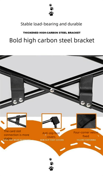 Black Elevated Comfort Pet Bed Portable & Foldable Dog Cat Cot Durable 600D Oxford Fabric Washable Cover All Seasons Pet Beds