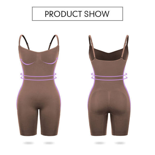 Size Xxxl Brown Seamless Full Body Shaper For Women Tummy Control Butt Lifter Thigh Slimmer Bodysuit Shapewear
