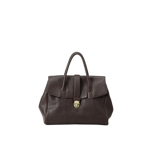 Size L Coffee Elegant Women's Leather Briefcase Tote Vintage Style Large Capacity Commuter Handbag Premium Cowhide Women's Bags & Handbags