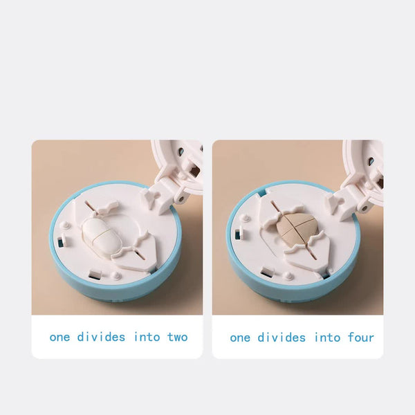 White And Purple 3 In 1 Pill Cutter Crusher & Storage Box Portable Tablet Splitter Grinder For Precise Dosing Pill Boxes