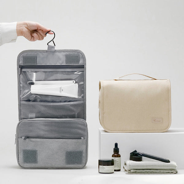 Black Eco Friendly Rpet Hanging Toiletry Bag Large Capacity Waterproof Travel Makeup Organizer Makeup Bags & Cases