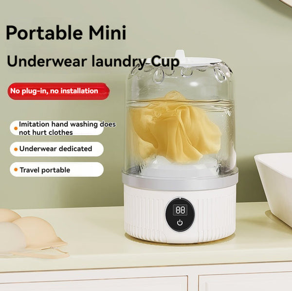 White Mini Washing Machine Rechargeable Usb C Electric Washer For Travel Delicates & Socks Washing Machines