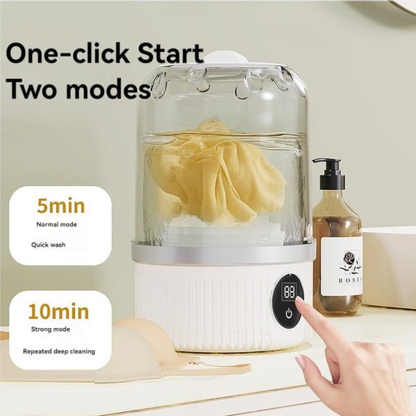 White Mini Washing Machine Rechargeable Usb C Electric Washer For Travel Delicates & Socks Washing Machines