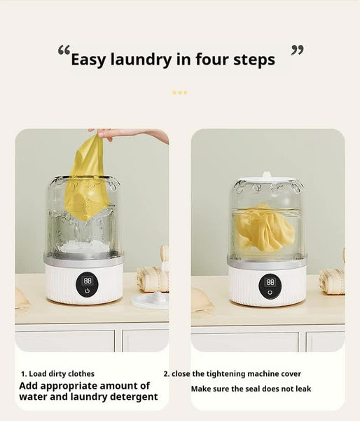 White Mini Washing Machine Rechargeable Usb C Electric Washer For Travel Delicates & Socks Washing Machines