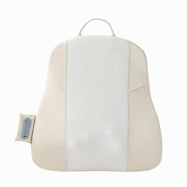 Beige Slim Wireless Shiatsu Back Massager Cushion Rechargeable Heated Pad For Full Relief Massagers