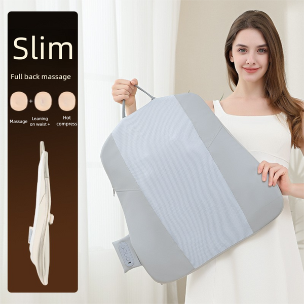 Beige Slim Wireless Shiatsu Back Massager Cushion Rechargeable Heated Pad For Full Relief Massagers