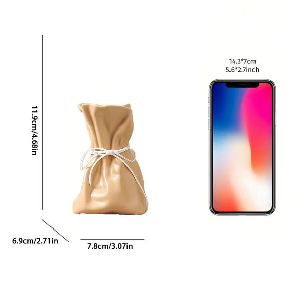 Yellow And White Chic Money Bag Inspired Vase Modern Resin Decorative Flower Holder & Tabletop Accent(Use The Mobile Phone As Reference For Size) Vase