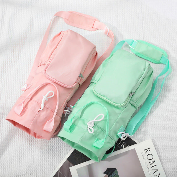 Pink Insulated Tumbler Carrier Bag Crossbody Water Bottle Holder With Pockets & Adjustable Strap For Large Cups (Note: Included) Waist Packs & Bags