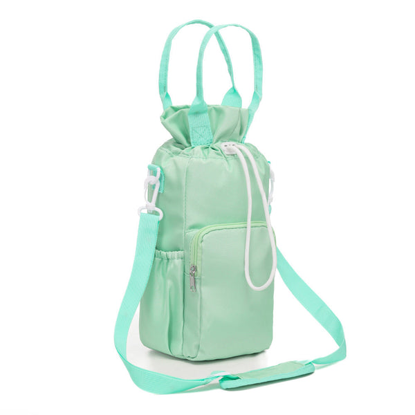 Green Insulated Tumbler Carrier Bag Crossbody Water Bottle Holder With Pockets & Adjustable Strap For Large Cups (Note: Included) Waist Packs & Bags