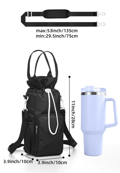 Purple Insulated Tumbler Carrier Bag Crossbody Water Bottle Holder With Pockets & Adjustable Strap For Large Cups (Cup Not Included) Waist Packs & Bag