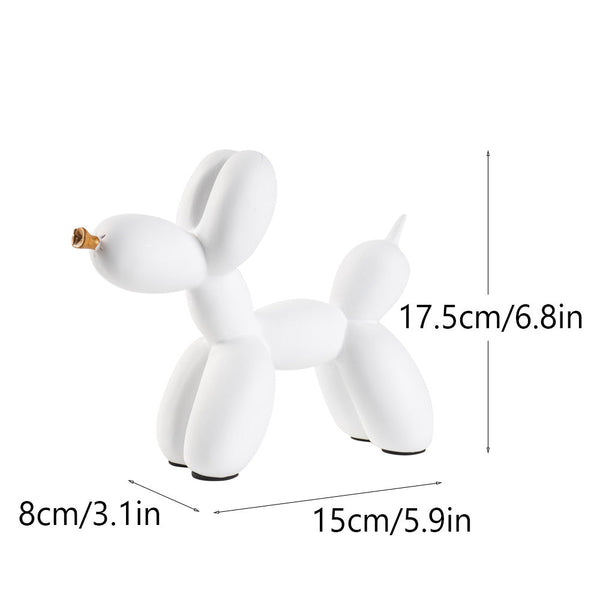White Modern Resin Balloon Dog Sculpture Playful Art Figurine With Golden Snout Accent Sculptures & Figurines