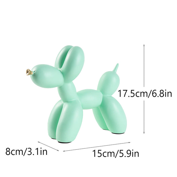 Green Modern Resin Balloon Dog Sculpture Playful Art Figurine With Golden Snout Accent Sculptures & Figurines