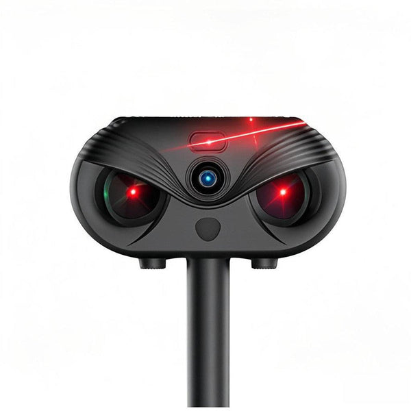 Black Advanced Solar Powered Ultrasonic Animal Repeller Outdoor Pest Deterrent With Motion Sensor Strobe Light & Laser Ultrasonic Pest Repellers