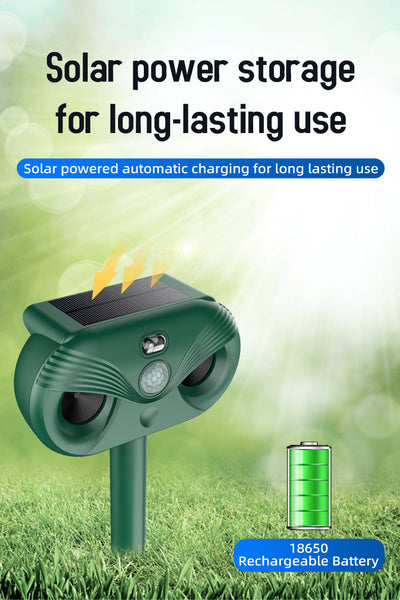 Black Advanced Solar Powered Ultrasonic Animal Repeller Outdoor Pest Deterrent With Motion Sensor Strobe Light & Laser Ultrasonic Pest Repellers