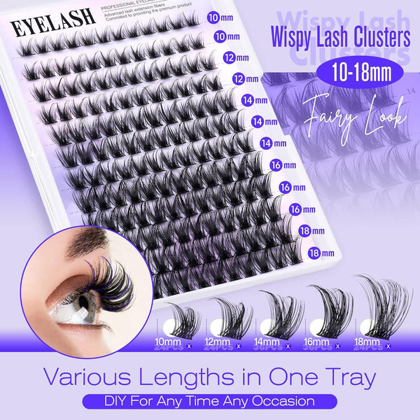 3 Pcs Black Stunning Diy Cluster Eyelash Extension Kit Trays Mixed Lengths (10 18Mm) Soft Vegan Wispy Lashes For Custom Volume Eyelash Extensions