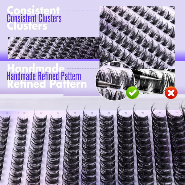 3 Pcs Black Stunning Diy Cluster Eyelash Extension Kit Trays Mixed Lengths (10 18Mm) Soft Vegan Wispy Lashes For Custom Volume Eyelash Extensions