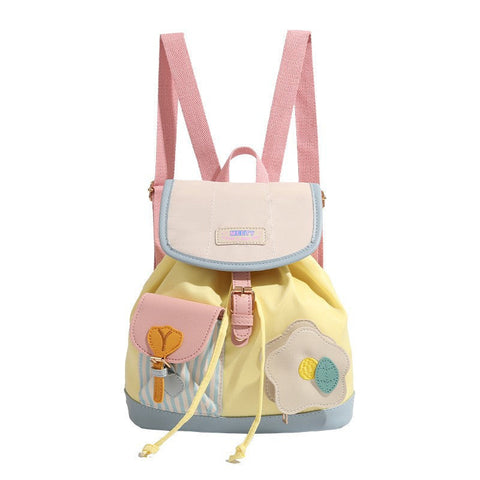 Colorful Chic Colorblock Mini Backpack Cute Canvas Student Daypack Lightweight Commuter Bag Women Backpacks