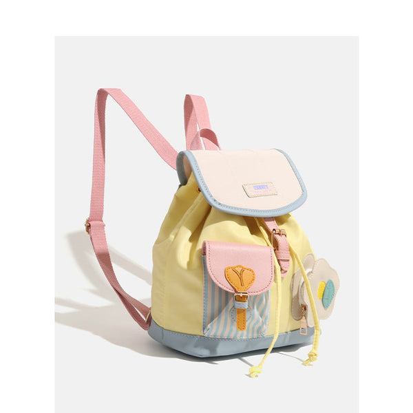 Colorful Chic Colorblock Mini Backpack Cute Canvas Student Daypack Lightweight Commuter Bag Women Backpacks
