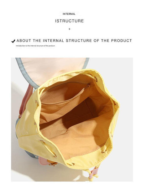 Colorful Chic Colorblock Mini Backpack Cute Canvas Student Daypack Lightweight Commuter Bag Women Backpacks