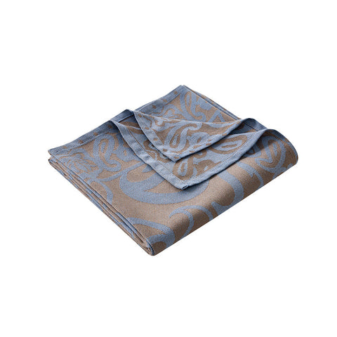 Browntaupe And Blue Elegant Patterned Throw Blanket Soft Polyester Nap & Sofa Cover 185X135cm Lightweight Ac Blankets & Throws