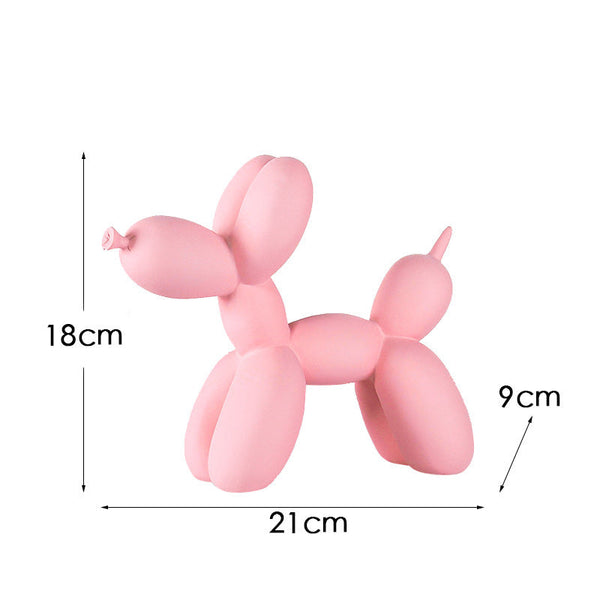 Light Pink Modern Resin Balloon Dog Sculpture Playful Art Figurine With Golden Snout Accent Sculptures & Figurines