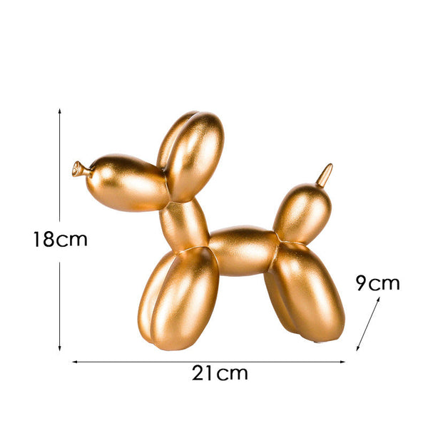 Gold Modern Resin Balloon Dog Sculpture Playful Art Figurine With Golden Snout Accent Sculptures & Figurines