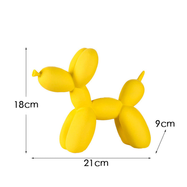 Yellow Modern Resin Balloon Dog Sculpture Playful Art Figurine With Golden Snout Accent Sculptures & Figurines