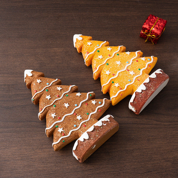 2 Pcs (1 Yellow + Brown) Charming Gingerbread Christmas Tree Figurine Festive Resin Holiday Table Decor Ornament Sculptures & Figurines