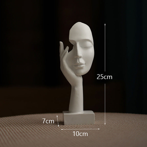 White Style 1 Elegant Abstract Face Sculpture Modern Resin Art Figurine Hand & Mask Home Decor Accent Sculptures & Figurines