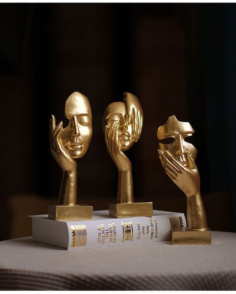 White Style 1 Elegant Abstract Face Sculpture Modern Resin Art Figurine Hand & Mask Home Decor Accent Sculptures & Figurines