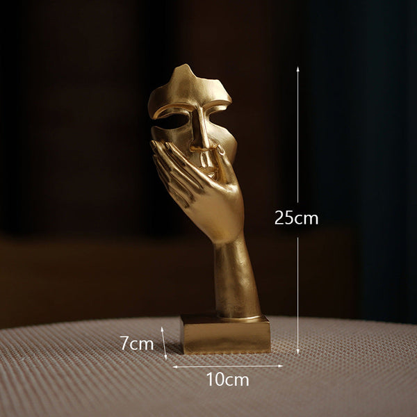 Gold Style 2 Elegant Abstract Face Sculpture Modern Resin Art Figurine Hand & Mask Home Decor Accent Sculptures & Figurines