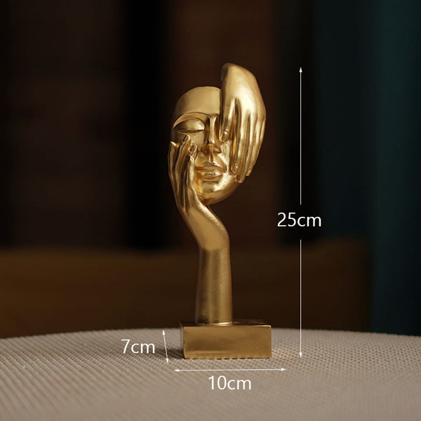 Gold Style 3 Elegant Abstract Face Sculpture Modern Resin Art Figurine Hand & Mask Home Decor Accent Sculptures & Figurines