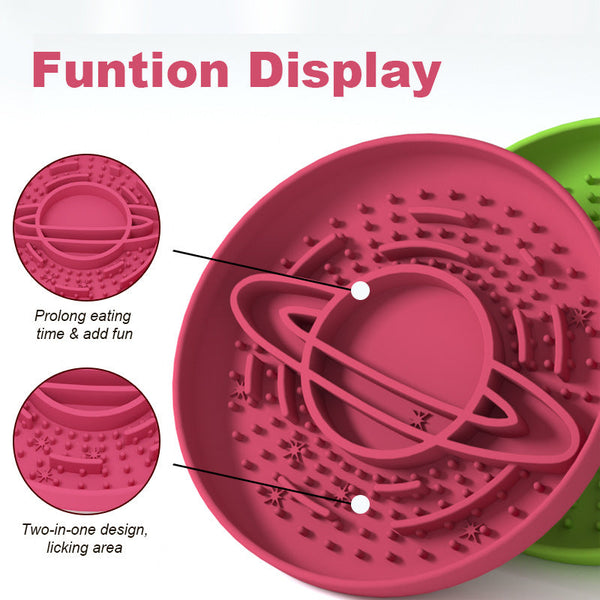 Apricot Silicone Planet Slow Feeder Dog Bowl 2 In 1 Anti Choke Lick Mat For Healthy Eating & Fun Cat Bowls
