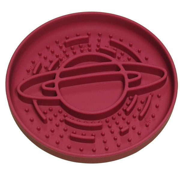 Red Silicone Planet Slow Feeder Dog Bowl 2 In 1 Anti Choke Lick Mat For Healthy Eating & Fun Cat Bowls