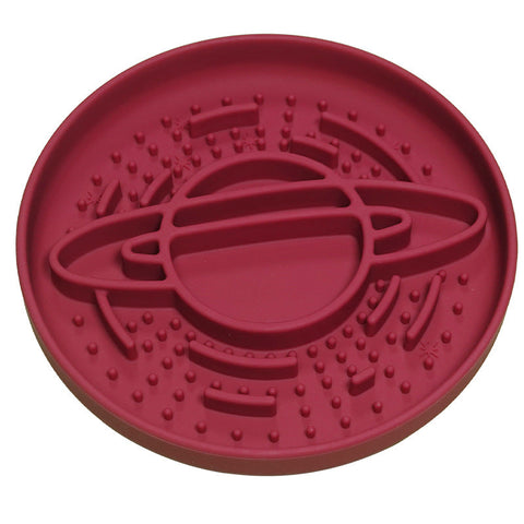 Red Silicone Planet Slow Feeder Dog Bowl 2 In 1 Anti Choke Lick Mat For Healthy Eating & Fun Cat Bowls