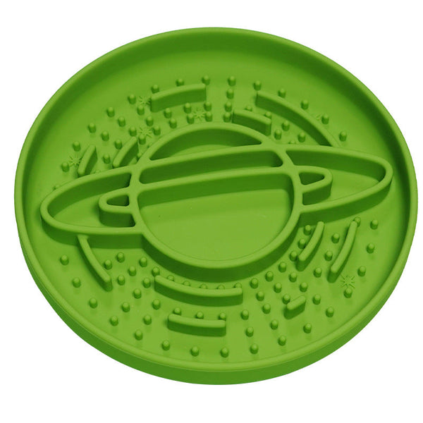 Green Silicone Planet Slow Feeder Dog Bowl 2 In 1 Anti Choke Lick Mat For Healthy Eating & Fun Cat Bowls