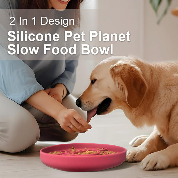 Purple Silicone Planet Slow Feeder Dog Bowl 2 In 1 Anti Choke Lick Mat For Healthy Eating & Fun Cat Bowls