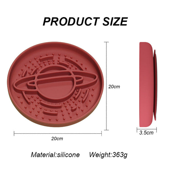 Dark Red Silicone Planet Slow Feeder Dog Bowl 2 In 1 Anti Choke Lick Mat For Healthy Eating & Fun Cat Bowls