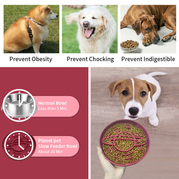Dark Red Silicone Planet Slow Feeder Dog Bowl 2 In 1 Anti Choke Lick Mat For Healthy Eating & Fun Cat Bowls