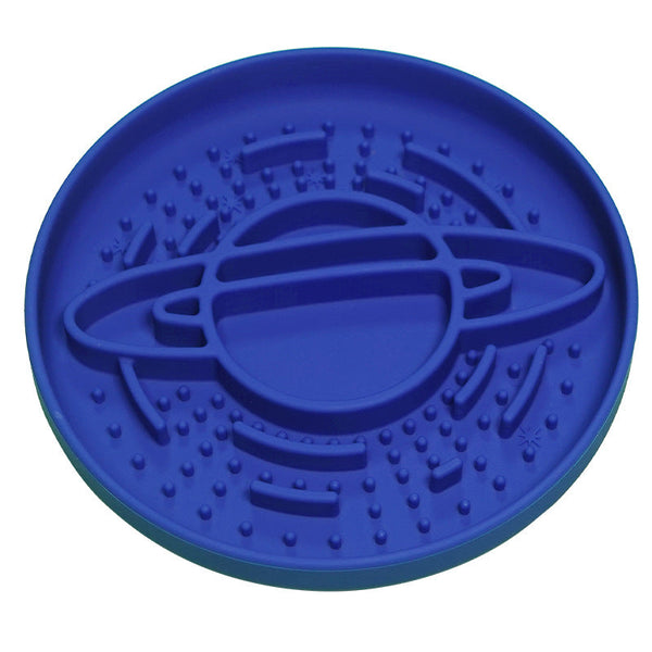 Dark Blue Silicone Planet Slow Feeder Dog Bowl 2 In 1 Anti Choke Lick Mat For Healthy Eating & Fun Cat Bowls