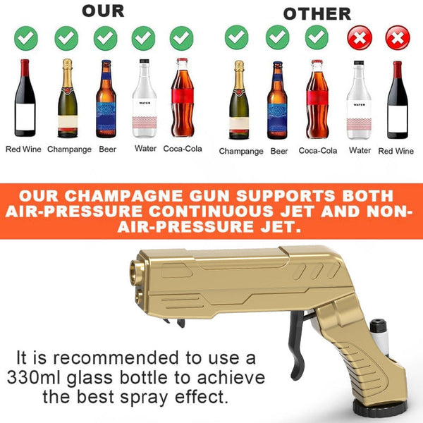 Black Champagne & Beer Spray Gun Ultimate Party Starter Drink Dispenser With Bottle Opener Party Games & Activities
