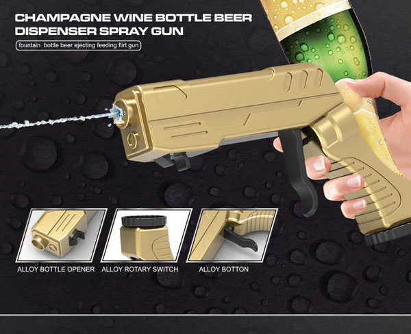 Black Champagne & Beer Spray Gun Ultimate Party Starter Drink Dispenser With Bottle Opener Party Games & Activities