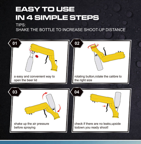 Black Champagne & Beer Spray Gun Ultimate Party Starter Drink Dispenser With Bottle Opener Party Games & Activities