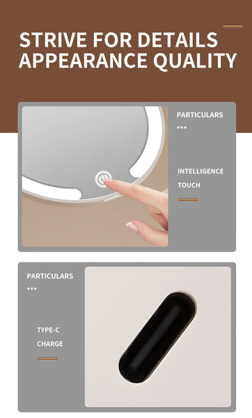 White Led Travel Makeup Mirror Rechargeable Compact With 3 Color Lights 1X/5X Magnification & Smart Auto On/Off Makeup Mirrors