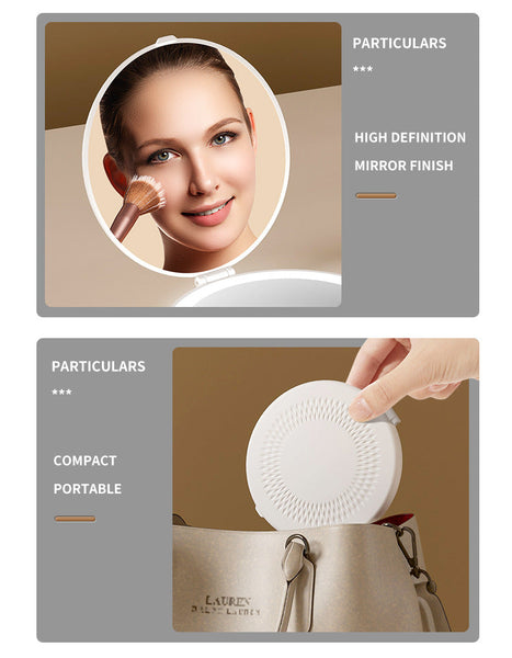 White Led Travel Makeup Mirror Rechargeable Compact With 3 Color Lights 1X/5X Magnification & Smart Auto On/Off Makeup Mirrors