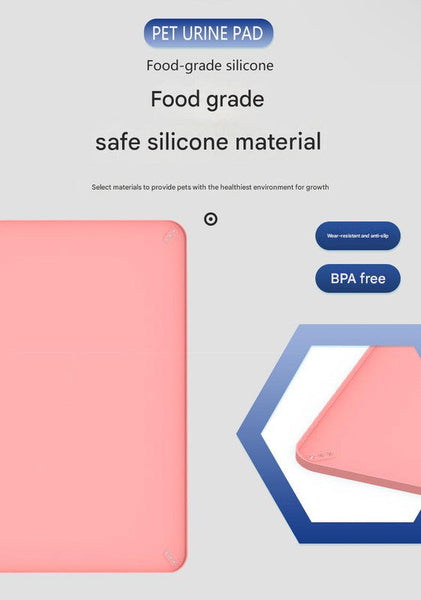 Pink Reusable Silicone Pet Pee Pad Holder Non Slip Training Tray With Spill Proof Edges For Dogs & Puppies(81Cm X 54Cm) Puppy Training Pads